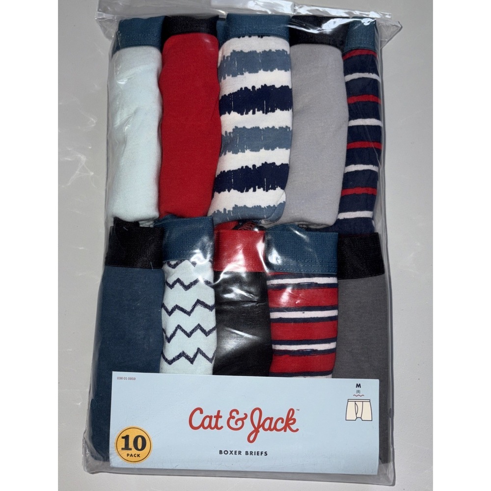 Cat & Jack 10 Pack 100% Cotton Boxer Briefs -  Boys Medium